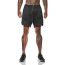 Calções masculinos de plataforma dupla, roupas esportivas 2 em 1