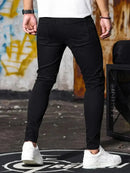 Calça Jeans Masculina Retrô Com Zíper, Jeans Skinny Para Homens